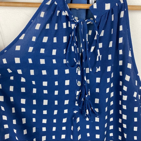 Mudpie Halter Neck Tank Top Blue White Check Small - Picture 5 of 8